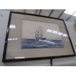 A framed and glazed watercolour of The Cutty Sark,