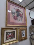 3 framed and glazed floral studies.