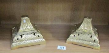 A matching pair of solid brass oil lamp bases.