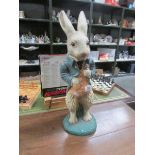 A garden figure of a rabbit.