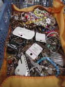 A tray of costume jewellery.