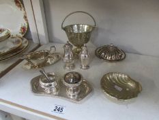 A mixed lot of silver plate including cruets.