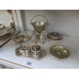 A mixed lot of silver plate including cruets.