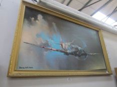 A framed and glazed study of aircraft in flight by Barrie A F Clark.