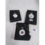 3 boxed Heritage collection pocket watches including Moonphase and skeleton,