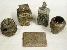 A mixed lot of oriental metal boxes etc.