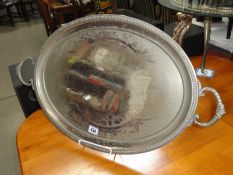 A large silver plated tray.