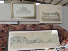 3 architectural prints including Rome and Vienna.