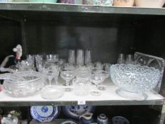 A mixed lot of glassware, one shelf.