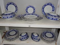 45 pieces of Early Royal Doulton blue and white dinner ware.