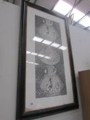 A large framed and glazed Bellini print.