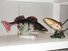 2 Dutch Jema Holland ceramic fish figures being a Pike No. 352 (a/f) and a trout No.340.