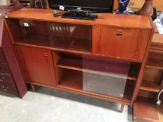 Nathan teak book case with glass sliding doors