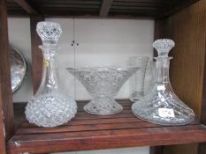 A mixed lot of glass including ship's decanter.