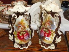 A pair of Staffordshire vases, a/f.