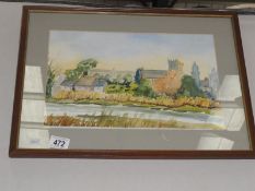 A framed and glazed rural scene.