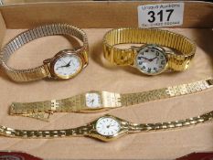 4 ladies wrist watches including Seiko, Sekonda etc.