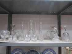 A mixed lot of glassware including decanter, Babycham glasses, champagne flutes etc.