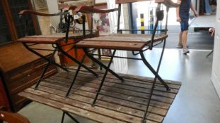 A wooden garden table and 4 chairs,