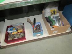 3 small boxes of tools, padlocks etc.