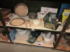 2 shelves of assorted kitchen ware.