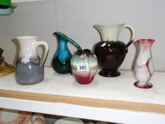 5 German pottery vases.