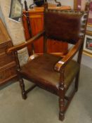 An oak arm chair,.