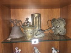 A quantity of candle sconces, bell etc.