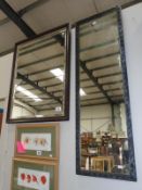 2 framed mirrors - one bevel edged ad one ' gothic ' resin framed
