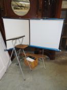 2 projector screens,