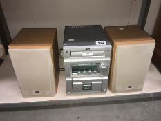 A JVC CD / radio / tape mini-system