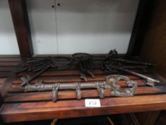 Sets of large ornamental keys and a key/coat rack in the form of a large key