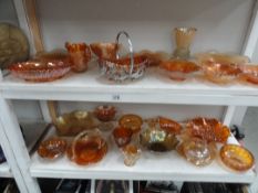 Approximately 25 pieces of assorted Carnival glass items