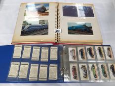 An album of steam locomotive postcards and album of John Player cigarette cards including motor