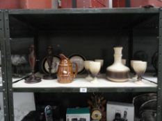 A European stone pottery carafe and 6 goblets etc