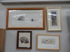 4 framed and glazed prints of animals (1 hippo and 3 limited editions Fox,