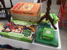 A collection of Subbuteo sets and accessories including football, rugby,