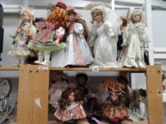 A collection of dolls including 10 collectors dolls,