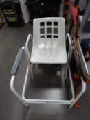 A disability bath chair and walker