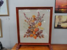 An Autumn style tapestry fire screen