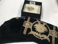 Two vintage clutch bags and a silver bracelet 53g