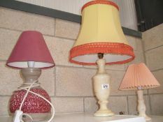 3 table lamps (stoneware,