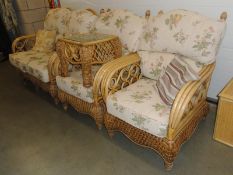 A conservatory suite consisting of 2 seater sofa,