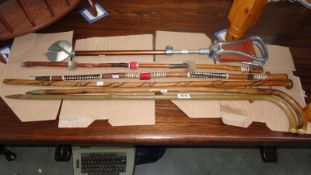 5 wooden canes etc