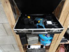 A Workzone drill in briefcase and collection of other tools and accessories
