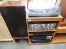 A hi-fi stacking system and speakers including Technics turntable,