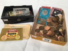 A quantity of old British coins and banknotes