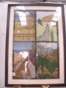 A framed and glazed 4 seasons embroidery