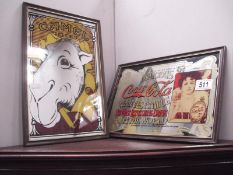 2 advertising mirrors - Camel Cigarettes and Coca-Cola