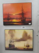 3 nautical prints on board entitled Evening Anchorage,